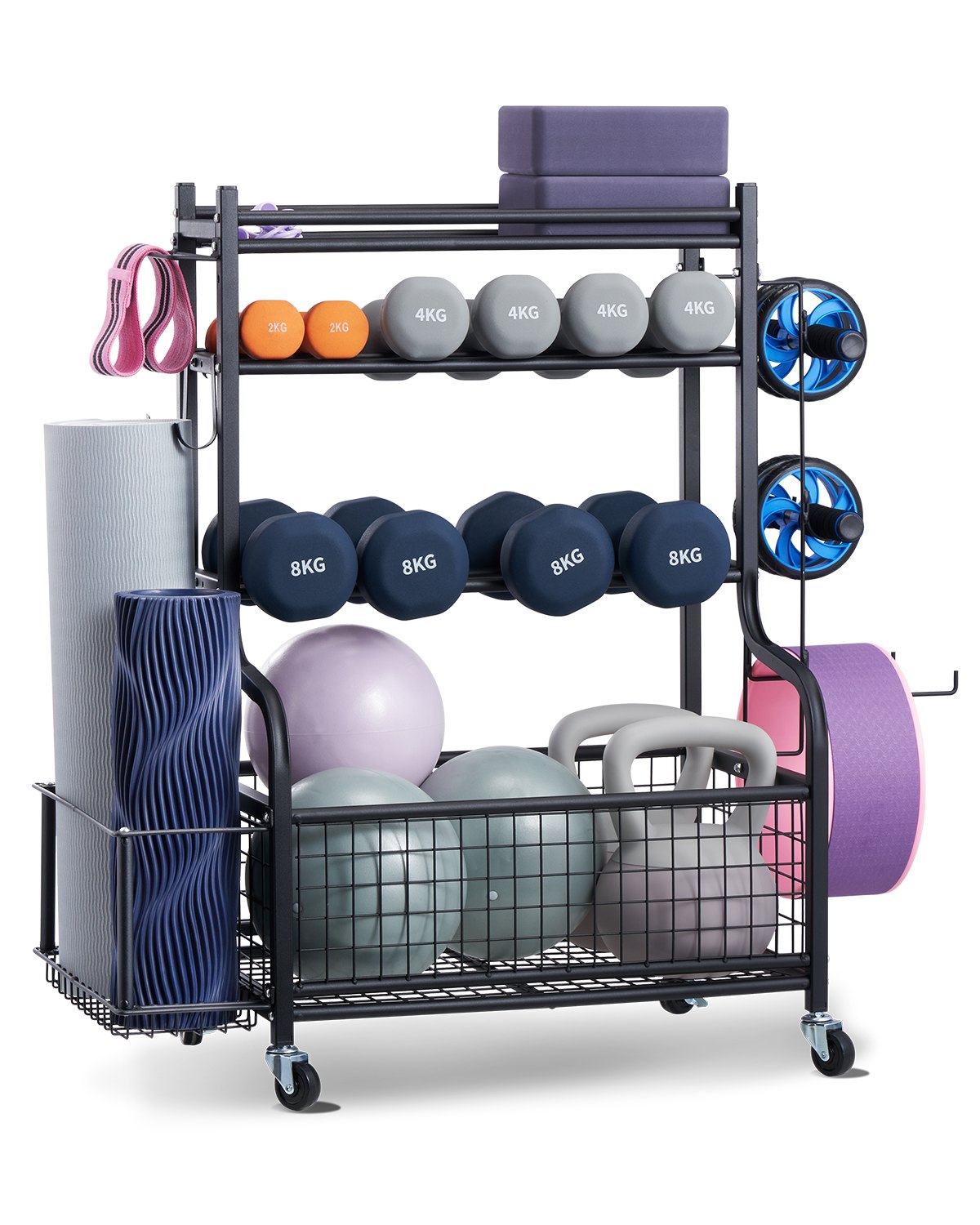 VEVOR Home Gym Workout Equipment Organizer Yoga Mat Storage Weight Rack Dumbbell 1030 x 405 x 960 mm