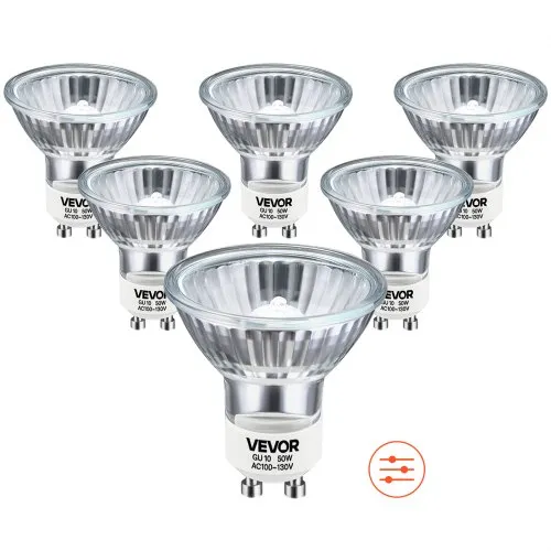 Halogen Light Bulbs GU10 MR16 Halogen Bulb 2800K 50W Lamp Bulbs Pack of 6