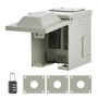 Caja de enchufes para exteriores VEVOR, dos tomacorrientes GFCI de 20 A, panel de enchufes con protección GFCI, resistente a la intemperie IP54, para decoraciones de Halloween e iluminación de patio.