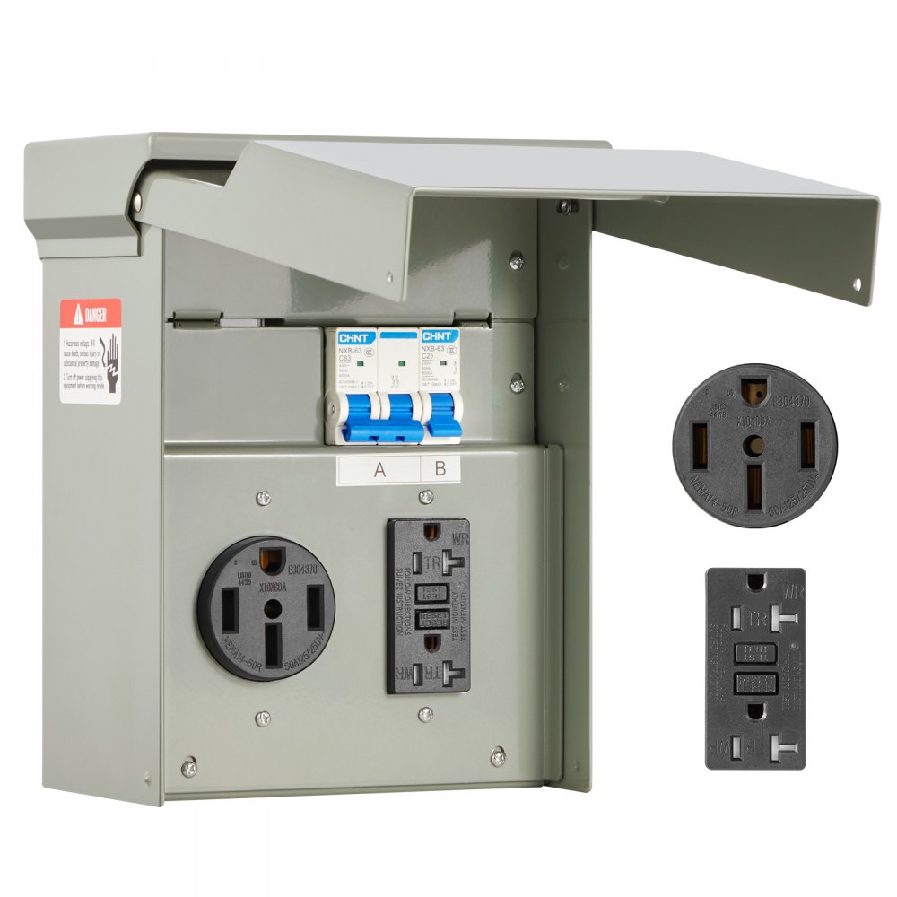 VEVOR Temporary Power Outlet Panel RV Electrical Panel 20 50 Amp RV Outlet Box