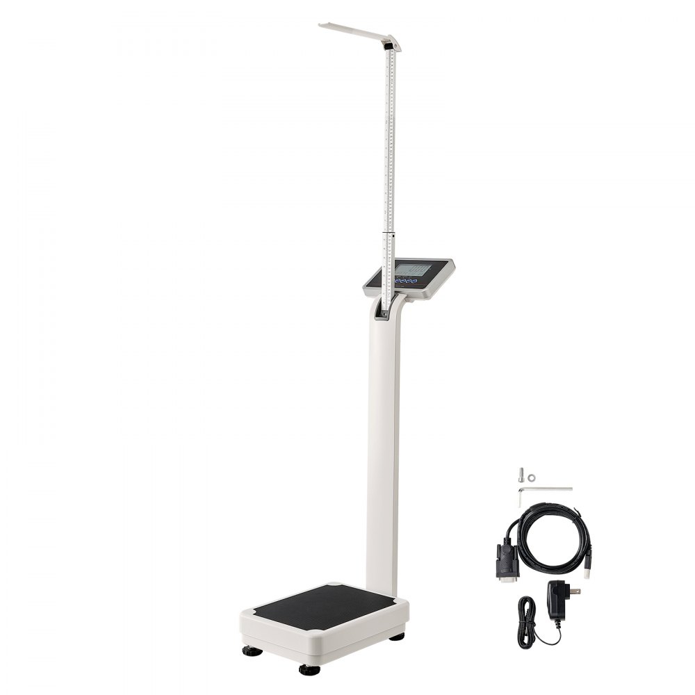 Báscula médica digital VEVOR, báscula médica profesional para peso y altura, báscula médica multifunción con tallímetro integrado, 2 unidades (kg/lb), IMC para gimnasios en casa, hospitales, capacidad de 500 lb