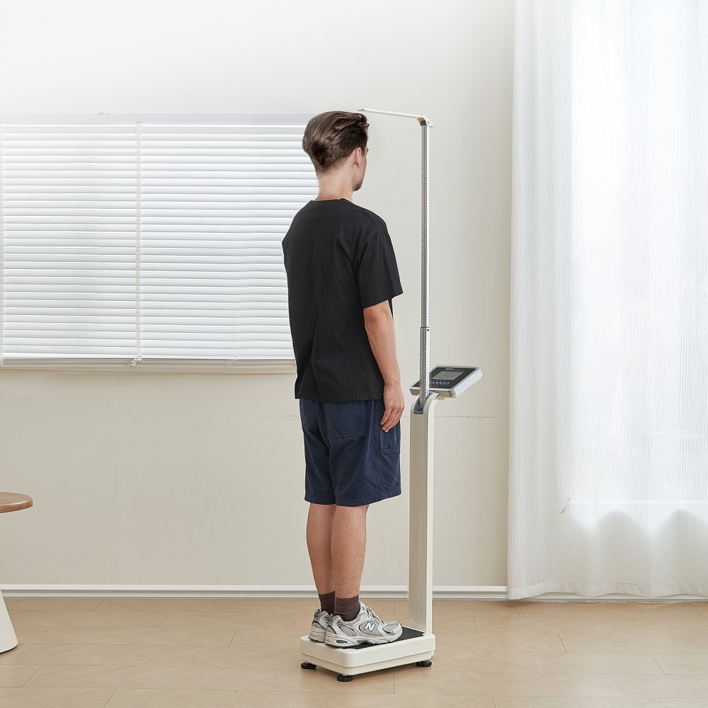 Báscula médica digital VEVOR, báscula médica profesional para peso y altura, báscula médica multifunción con tallímetro integrado, 2 unidades (kg/lb), IMC para gimnasios en casa, hospitales, capacidad de 660 lb
