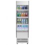 Refrigerador comercial al aire libre VEVOR con 3 estantes, refrigerador de exhibición para llevar con cortina de aire, 4 ruedas giratorias y luz LED, para restaurantes, tiendas y oficinas, 7.8 pies cúbicos.