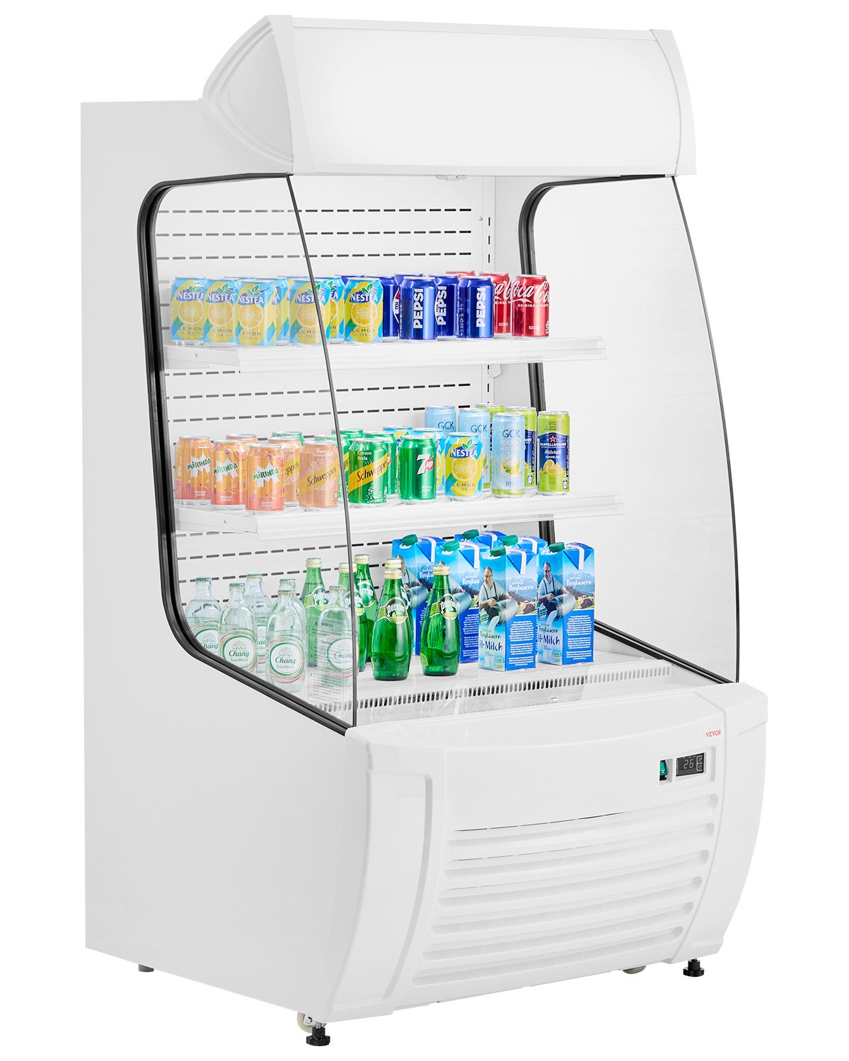 VEVOR Open Air Merchandiser, 2-Tier Shelving Commercial Refrigerator, Grab and Go Display Cooler Refrigerator with Air Curtain, LED Advertising Light, Fits for Restaurants, Stores, Office, 12.7cu.ft.