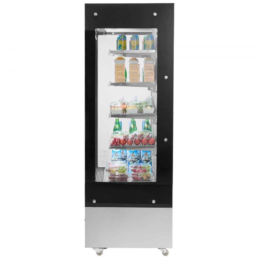 VEVOR Open Air Merchandiser, 4-Tier Shelving Commercial Refrigerator, Grab and Go Display Cooler Refrigerator with Air Curtain, LED Advertising Light, Fits for Restaurants, Stores, Office, 18.4cu.ft.