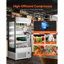 Refrigerador expositor de 4 niveles Open Air Merchandiser con cortina de aire de 18,4 pies cúbicos.