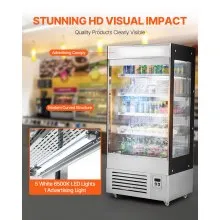 Refrigerador expositor de 4 niveles Open Air Merchandiser con cortina de aire de 18,4 pies cúbicos.