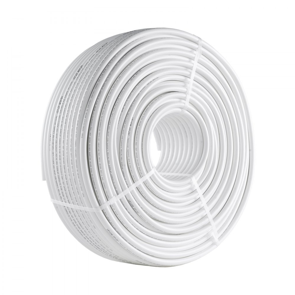 VEVOR PEX-AL-PEX Tube, 200 m, 16 mm Diameter Aluminum-Plastic Composite Pipe Oxygen Barrier Radiant Floor PEX Pipe, 2 mm Thickness Radiant Heat Floor Plumbing Inner Aluminum Layer PEX Tubing Pipe