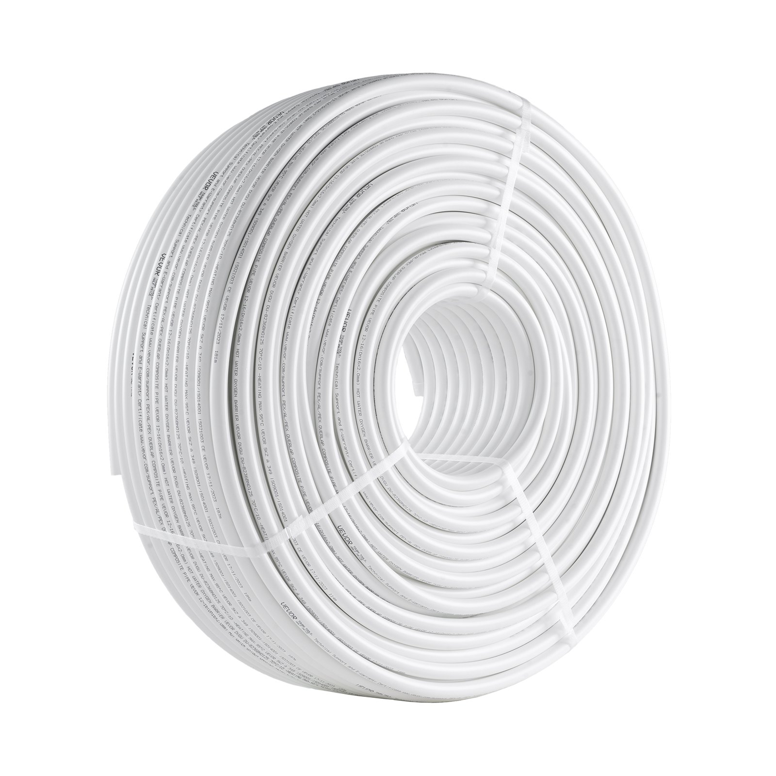 VEVOR PEX-AL-PEX Tube, 200 m, 16 mm Diameter Aluminum-Plastic Composite Pipe Oxygen Barrier Radiant Floor PEX Pipe, 2 mm Thickness Radiant Heat Floor Plumbing Inner Aluminum Layer PEX Tubing Pipe