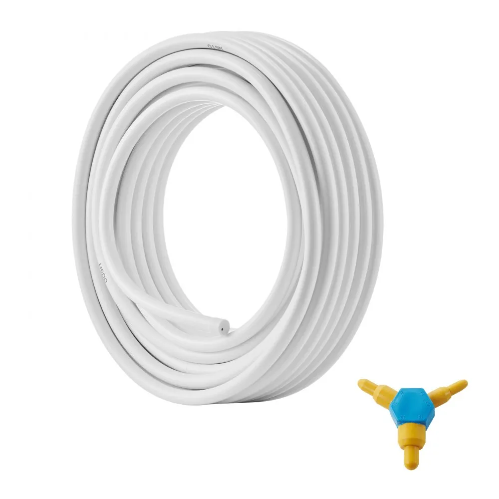 VEVOR pex-al-pex tubing coil with yellow and blue connector.