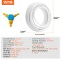 VEVOR pex-al-pex tubing 82ft, 3-way splitter, and product dimensions featured.