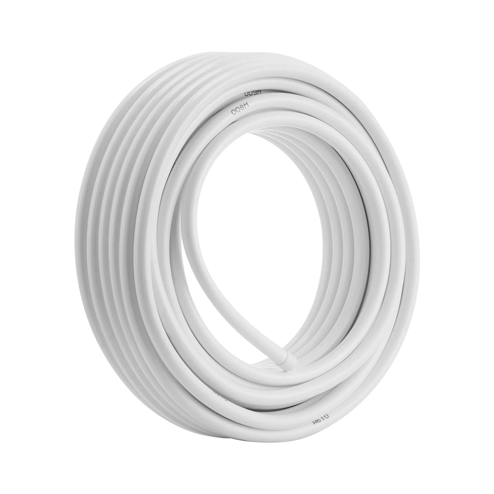 VEVOR pex-al-pex tubing coil in white with printed specifications, secured by white straps.