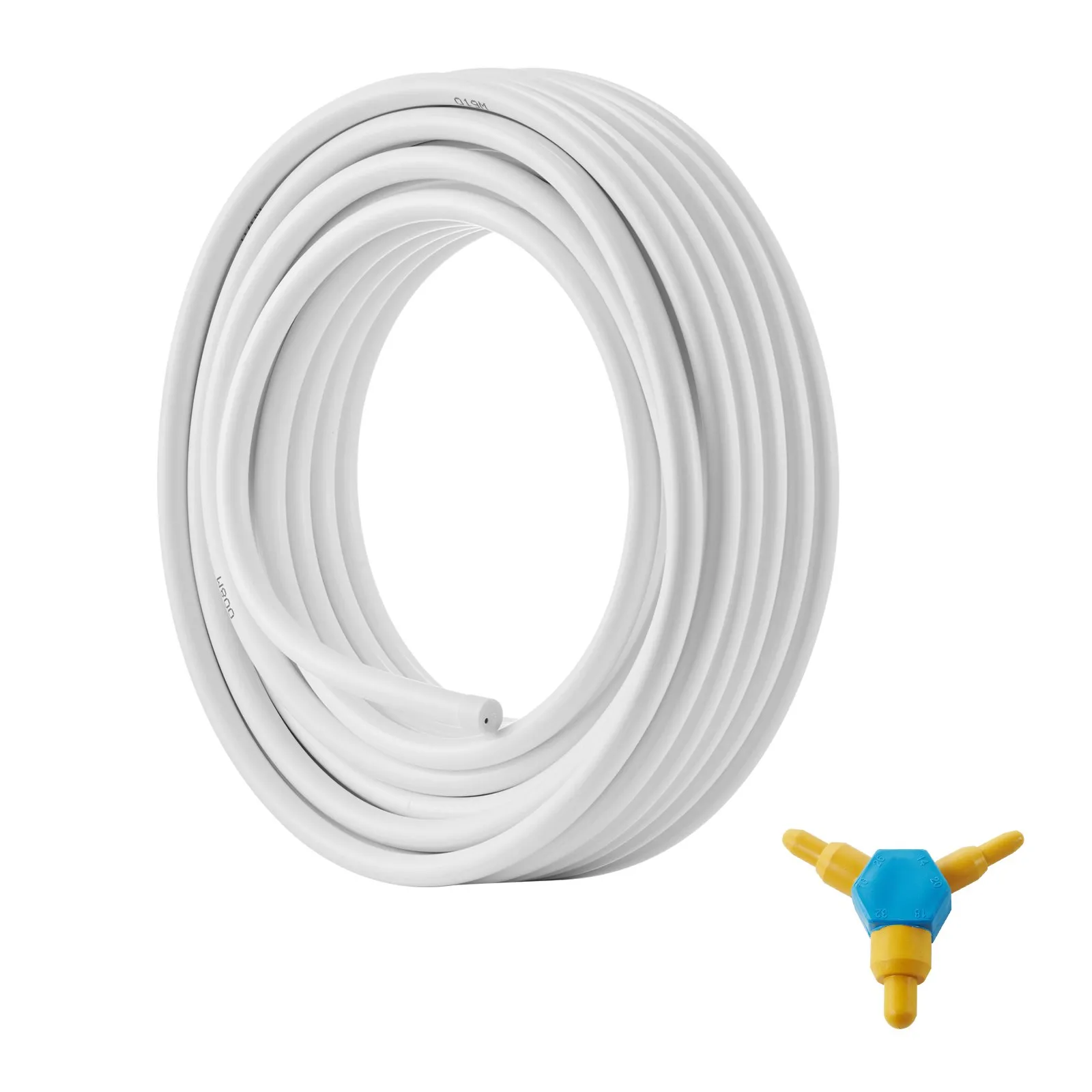 VEVOR pex-al-pex tubing coil with yellow and blue connector.