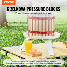 VEVOR Fruit Wine Press, 1.6 Gallon/6L, Solid Wood Basket with 6 Blocks, Manual Juice Maker, Cider Apple Grape Tincture Vegetables Honey Olive Oil Making Press with Pole Handle Bar for Kitchen and Home