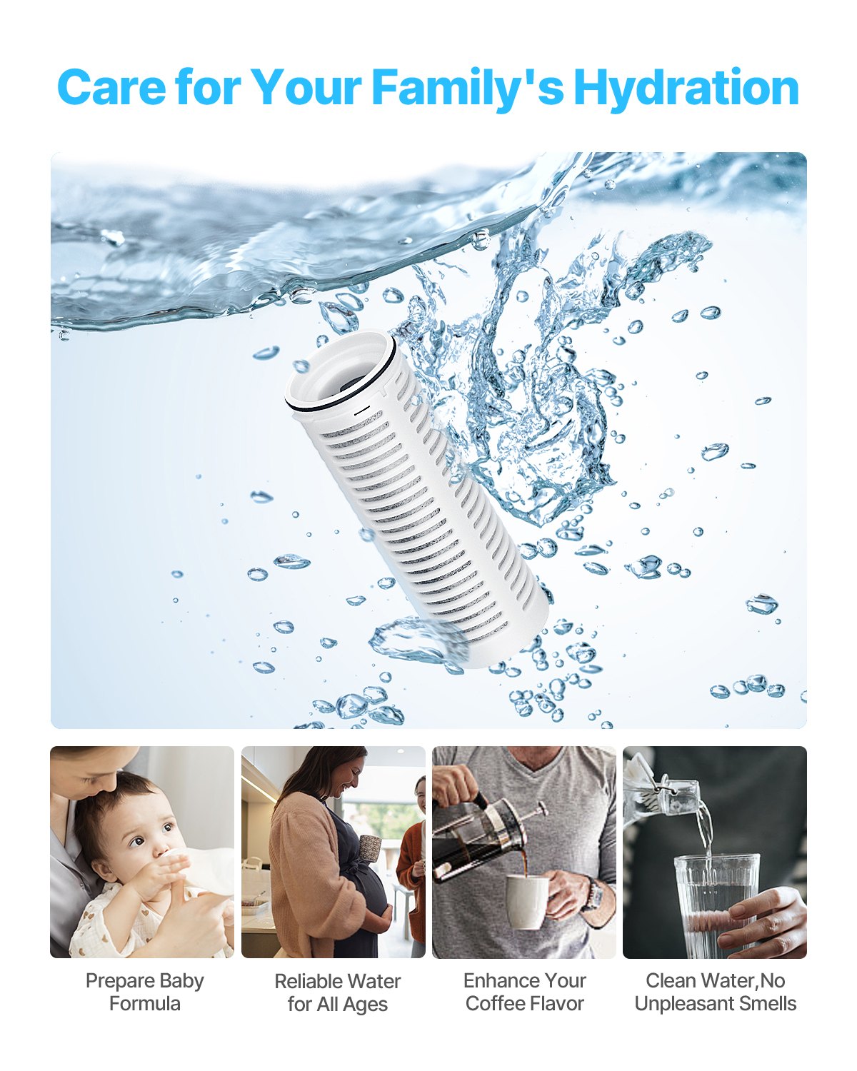 VEVOR Pitcher Water Filter Replacements, 3-pack Water Filters for Pitchers and Dispensers, No BPA, Last 3 Months or 211 Gallons, Reduce Chlorine, Rust, Odors, PFOA/PFOS, for Water Filter Pitcher 6287