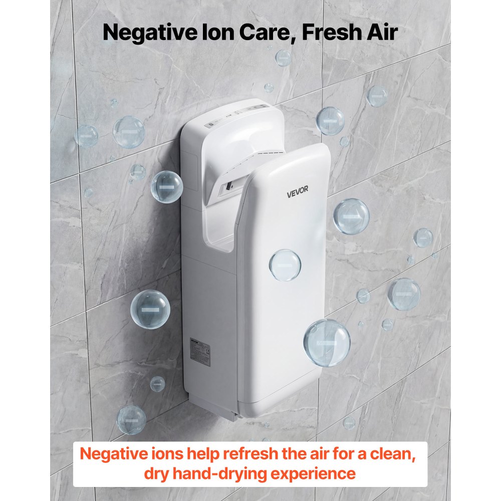 VEVOR Vertical Hand Dryer, Hand Dryers with HEPA Filter, 19000 RPM High-Speed Motor, Dual-Side Airflow, ABS Sturdy Automatic Air Wall Mount Fast Drying for Commercial Bathrooms Modern Home, White
