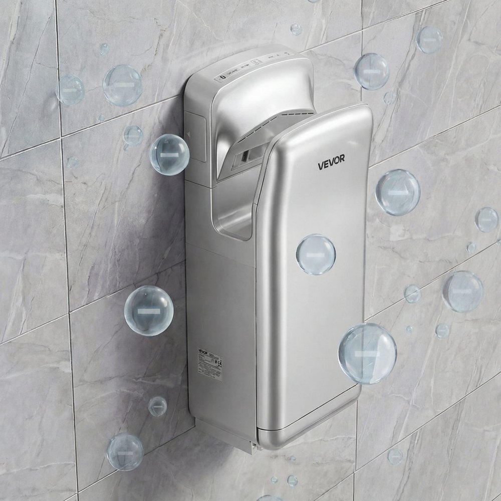 VEVOR Vertical Hand Dryer, Hand Dryers with HEPA Filter, 19000 RPM High-Speed Motor, Dual-Side Airflow, ABS Sturdy Automatic Air Wall Mount Fast Drying for Commercial Bathrooms Modern Home, Silver