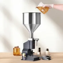 VEVOR Pneumatic Paste Liquid Filling Machine, 5-50ml Bottle Filler, Bottle Filling Machine, Stainless Steel Liquid Filler with Pedal for Milk Water Juice Essential Oil Shampoo Cosmetic Honey Lotion
