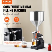 VEVOR Manual Paste Liquid Filling Machine, 5-50ml Bottle Filler, Adjustable Bottle Filling Machine, Stainless Steel Liquid Filler with Hopper for Milk Water Juice Essential Oil Shampoo Cosmetic Honey