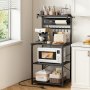 VEVOR Kitchen Bakers Rack, 4.6ft Power Cable Bakers Rack with Power Outlet, Kitchen Stand with X-Shaped Support Bar, 8 S-Shaped Hooks, Coffee Bar Stand for Dishes, Spice Bottles, Built-In Power Strip