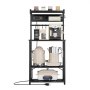 VEVOR Kitchen Bakers Rack, 4.6ft Power Cable Bakers Rack with Power Outlet, Kitchen Stand with X-Shaped Support Bar, 8 S-Shaped Hooks, Coffee Bar Stand for Dishes, Spice Bottles, Built-In Power Strip