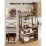 VEVOR Kitchen Bakers Rack, 1.5m Power Cable Bakers Rack with Power Outlet, Kitchen Stand with X-Shaped Support Bar, 12 S-Shaped Hooks, Coffee Bar Stand for Dishes, Spice Bottles, Built-In Power Strip