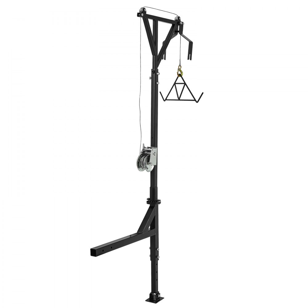 VEVOR Truck Hitch Game Hunting Hoist, 600 lbs Load Capacity, Hitch Mounted Deer Hoist with Winch Lift Gambrel Set, 2" Hitch Receiver, Foot Base, Adjustable Height & 360 Degrees Swivel, Carbon Steel