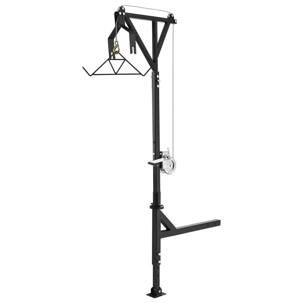 VEVOR Truck Hitch Game Hunting Hoist, 600 lbs Load Capacity, Hitch Mounted Deer Hoist with Winch Lift Gambrel Set, 2" Hitch Receiver, Foot Base, Adjustable Height & 360 Degrees Swivel, Carbon Steel