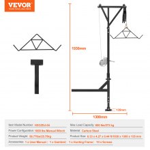 VEVOR Hitch Mounted Deer Hoist Hitch Game Hoist 600lbs Winch Swivel with Gambrel