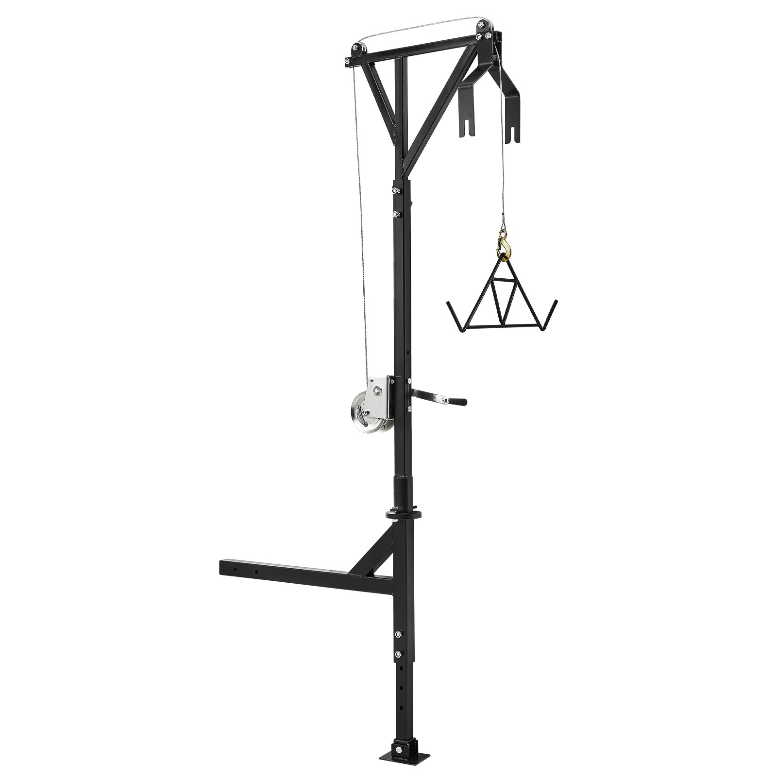 VEVOR Truck Hitch Game Hunting Hoist, 600 lbs Load Capacity, Hitch Mounted Deer Hoist with Winch Lift Gambrel Set, 2" Hitch Receiver, Foot Base, Adjustable Height & 360 Degrees Swivel, Carbon Steel