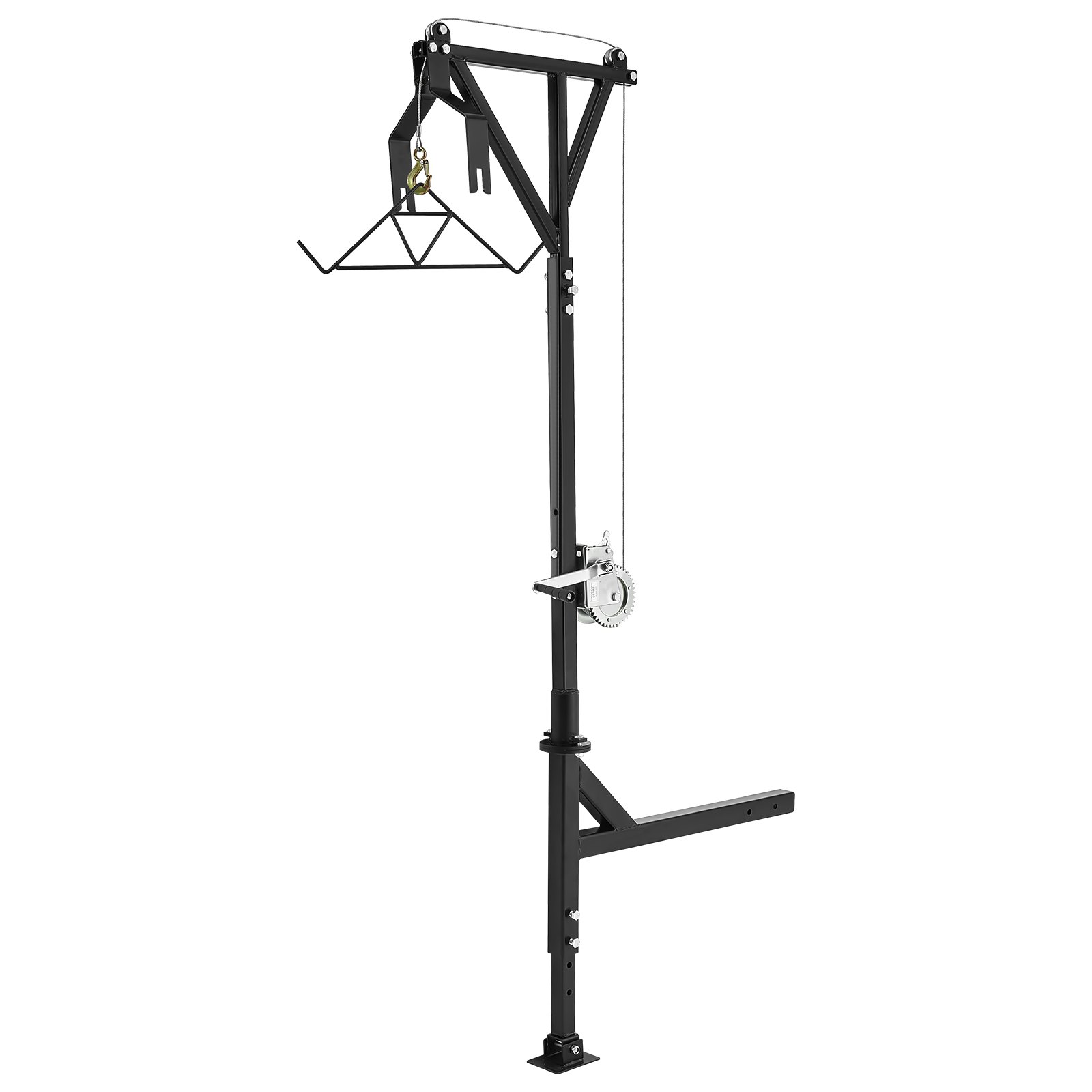 VEVOR Truck Hitch Game Hunting Hoist, 600 lbs Load Capacity, Hitch Mounted Deer Hoist with Winch Lift Gambrel Set, 2" Hitch Receiver, Foot Base, Adjustable Height & 360 Degrees Swivel, Carbon Steel
