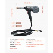 200Amp Spool Gun with 20FT Cable Compatible with Hobart lronMan 240 Mig Welders