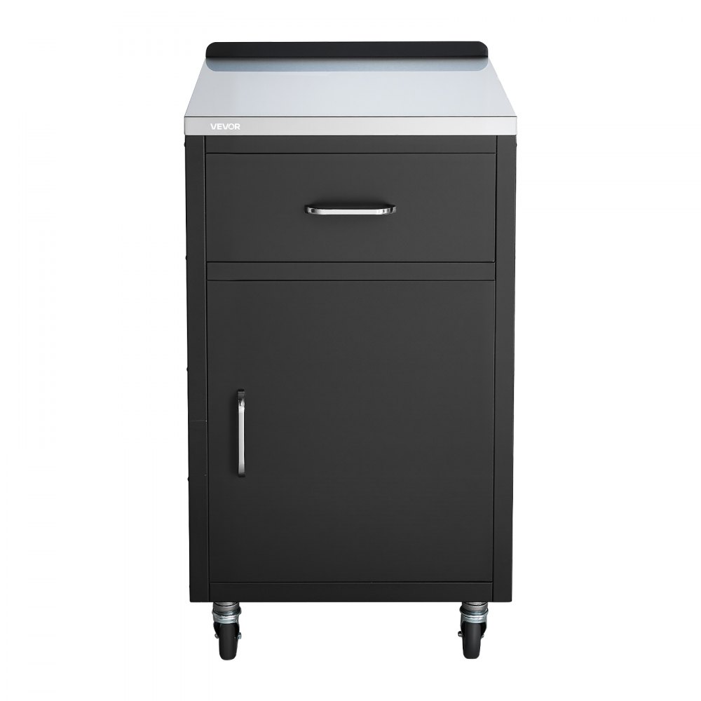 VEVOR Outdoor Prep Cabinet, 50.8 x 94.2 x 58.5 cm (WxHxD), 304 Steel Top, for BBQ Island Storage, Patio Bars and Grill Station, with Handle, Built-In BBQ Island Drawers Organize Cookware Accessories