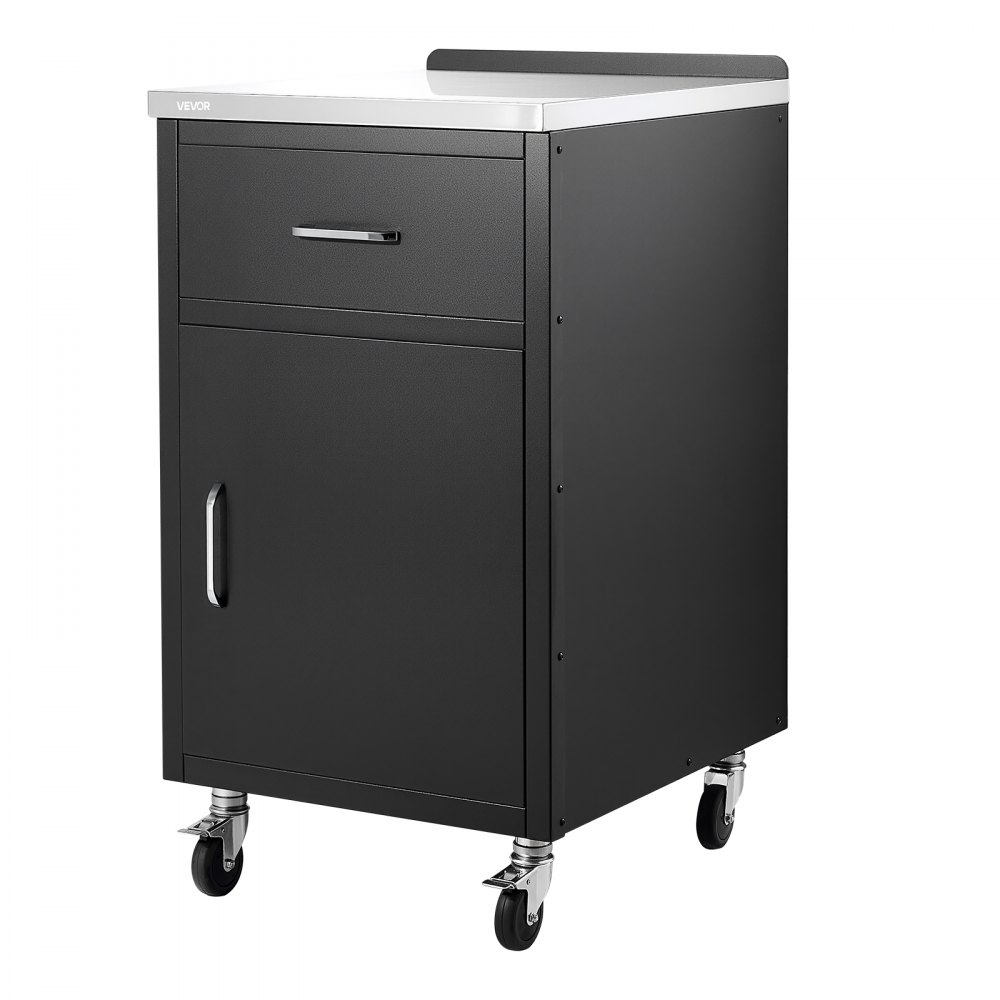 VEVOR Outdoor Prep Cabinet, 50.8 x 94.2 x 58.5 cm (WxHxD), 304 Steel Top, for BBQ Island Storage, Patio Bars and Grill Station, with Handle, Built-In BBQ Island Drawers Organize Cookware Accessories