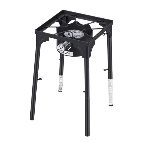 Goplus 100,000-BTU Portable Propane Camp Stove - Single Burner With Adjustable Legs - Black, 15.5x15.5x17 Inches