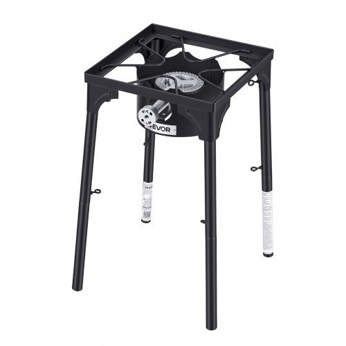 Goplus 100,000-BTU Portable Propane Camp Stove - Single Burner With Adjustable Legs - Black, 15.5x15.5x17 Inches