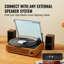 VEVOR Bluetooth Vinyl Record Player 3-Speed Belt Driven Turntable 3W Speakers