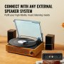 VEVOR Bluetooth Vinyl Record Player 3-Speed Belt Driven Turntable 3W Alto-falantes