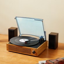 VEVOR Bluetooth Vinyl Record Player 3-Speed Belt Driven Turntable 3W Speakers