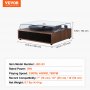 VEVOR vinyl record player with wood finish, 10w power, 33/45/78 rpm, plays 7", 10", 12" records.