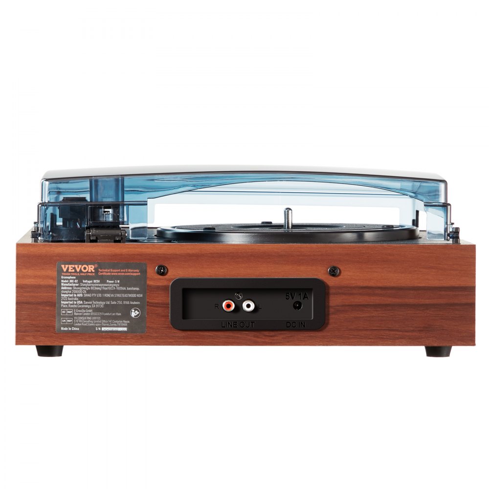 VEVOR Vinyl Record Player, 3-Speed, Belt Driven Turntable Player with Built-in 5W Stereo Speakers Magnetic Cartridge, Support 33/45/78 RPM Bluetooth Aux in RCA Output, for 7/10 /12 in Vinyl Records