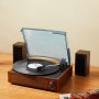 VEVOR Vinyl Record Player, 3-Speed, Belt Driven Turntable Player with Built-in 5W Stereo Speakers Magnetic Cartridge, Support 33/45/78 RPM Bluetooth Aux in RCA Output, for 7/10 /12 in Vinyl Records