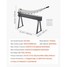 VEVOR 39 in Width Manual Guillotine Shear Sheet Metal Plate Cutter with Stand