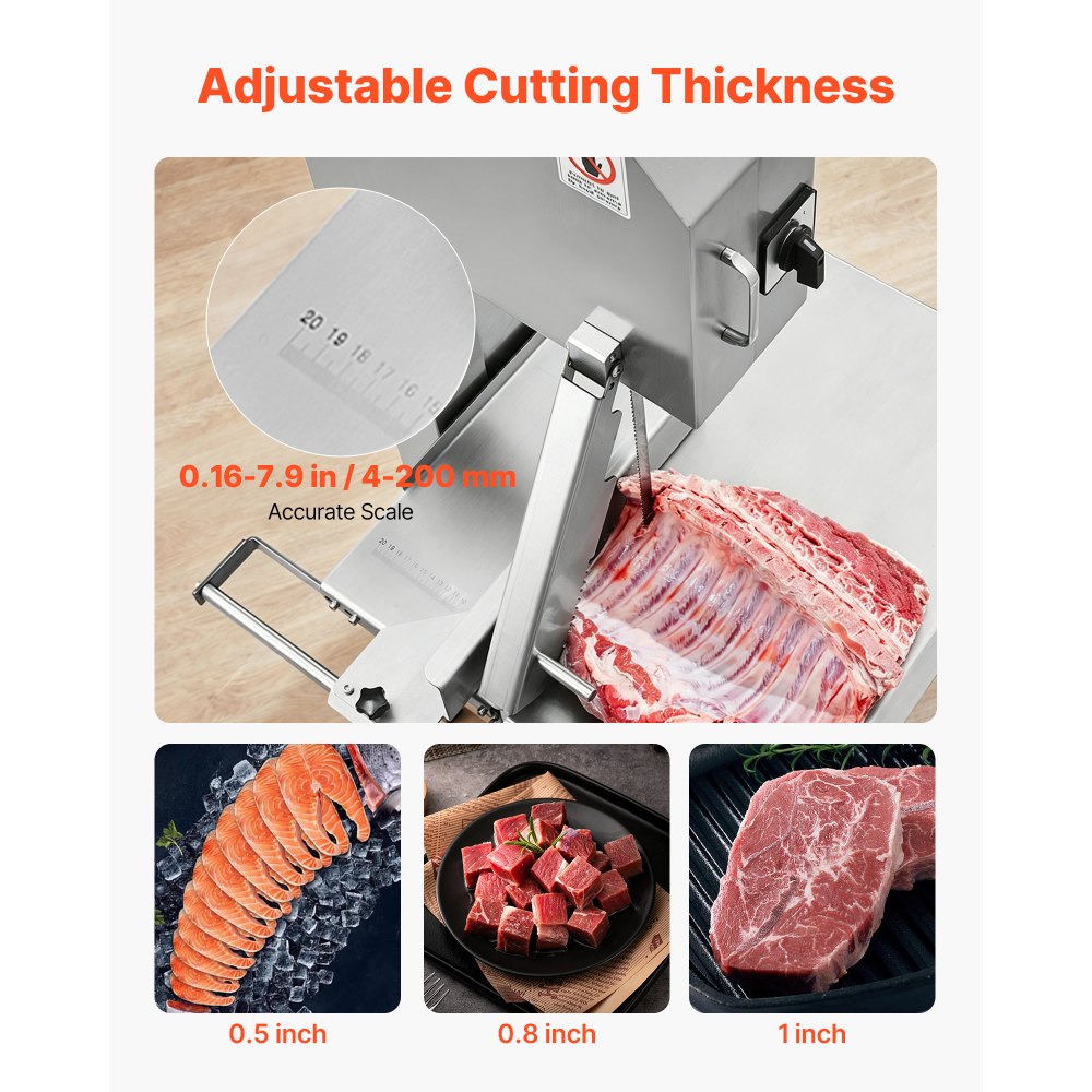 VEVOR 2200W Commercial Electric Meat Bandsaw Stainless Steel Bone Sawing Machine