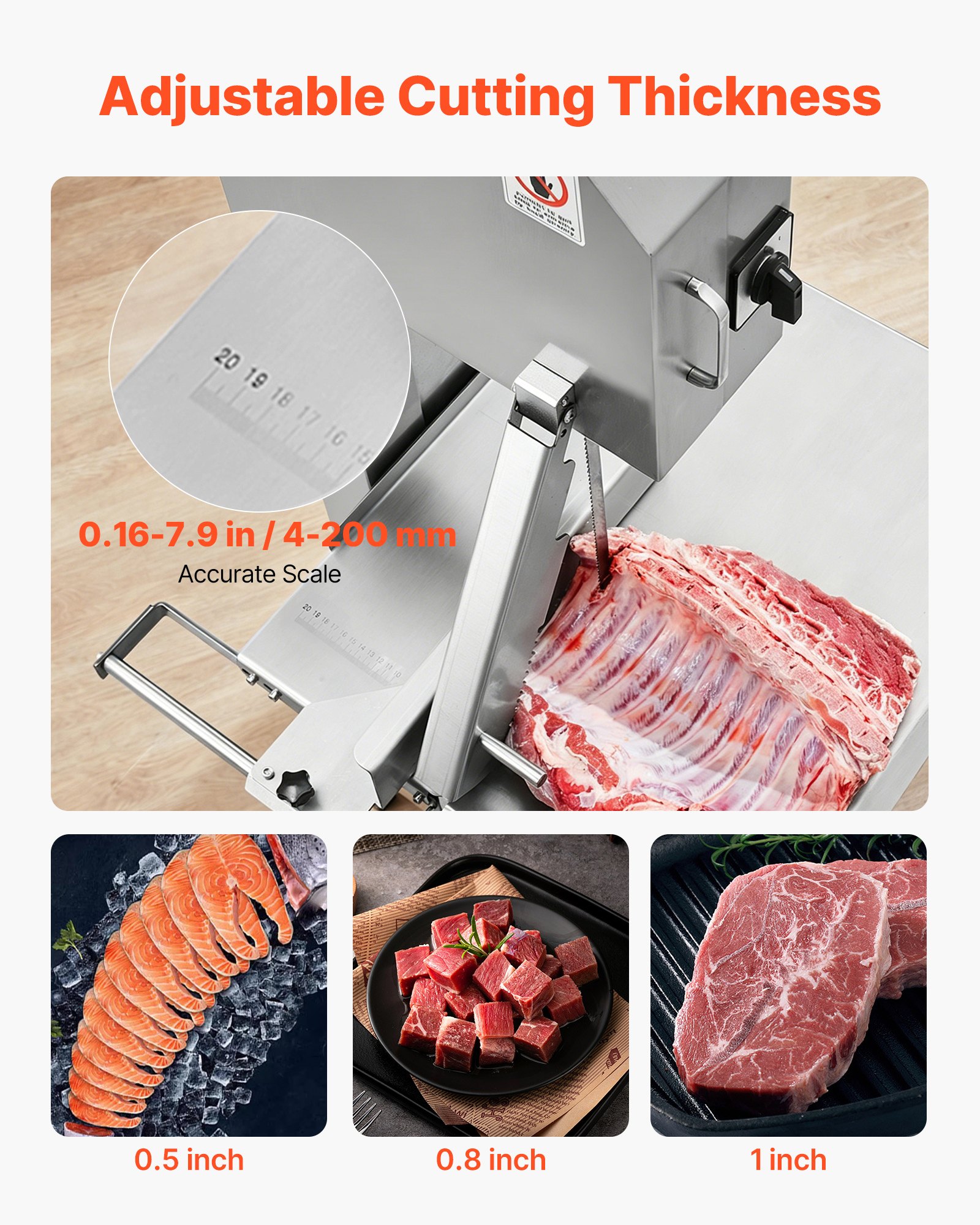 VEVOR 2200W Commercial Electric Meat Bandsaw Stainless Steel Bone Sawing Machine