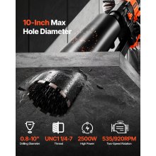 Diamond Core Drill Machine Concrete Core Drill Rig with Stand 10 in 2500W