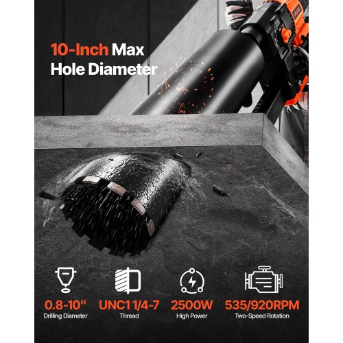 Teemantpuurmasin 2500 W, 254 mm, 10 kroonpuuriga — pilt 2