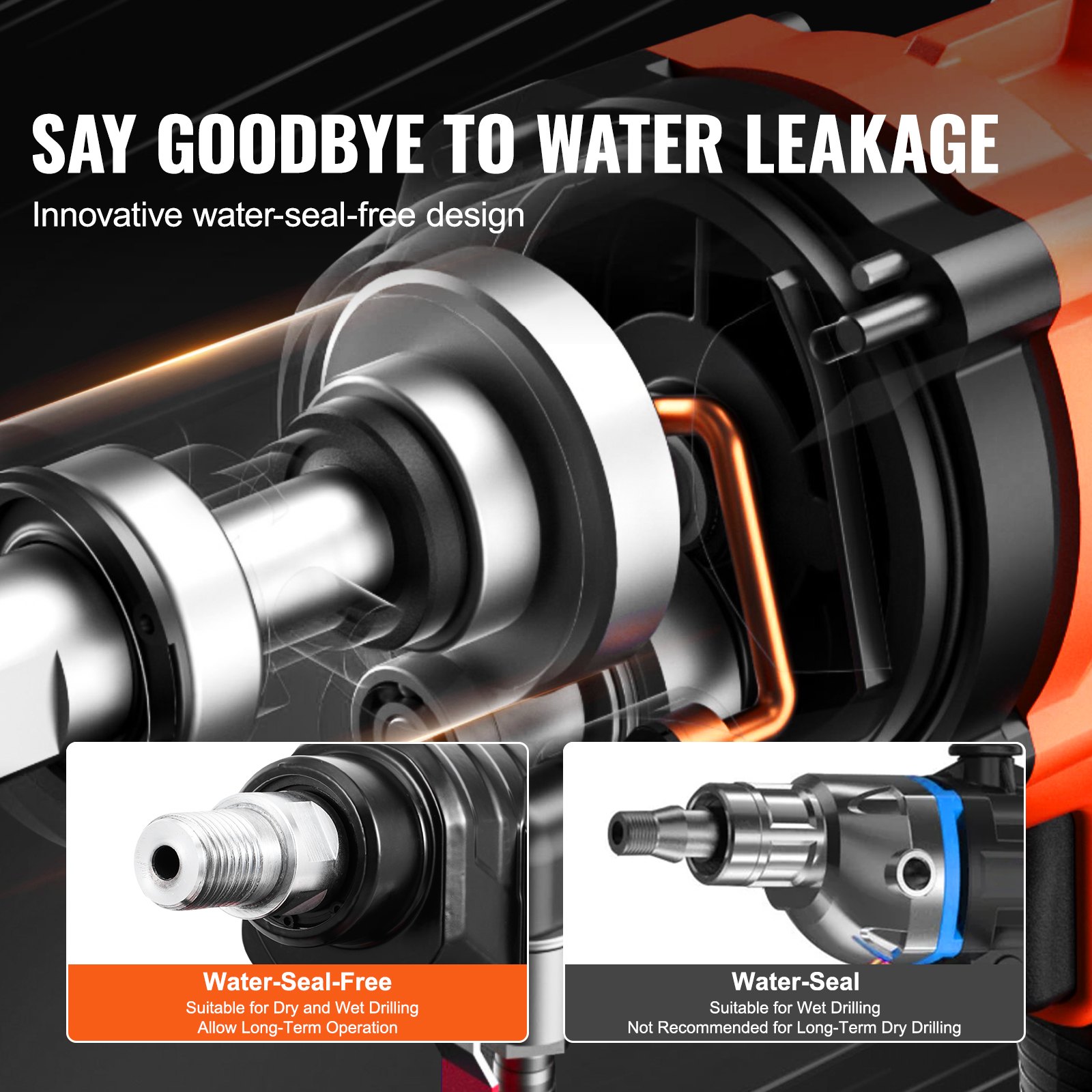 VEVOR Core Drill Machine 2.03-20.1 cm Dia 3000W Diamond Core Drill Rig with Stand