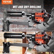 VEVOR Diamond Core Drilling Machine, 8in Wet&Dry Concrete Core Drill Rig with Stand, 750RPM Speed & 1-1/4" 5/8" Thread & Lifting Handle, 8in Drilling Diameter for Concrete Brick Block Stone, 2500W