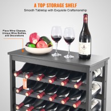 VEVOR 42 Bottle 7-Tier Modular Wine Rack Bamboo Wood Display Shelf with TableTop